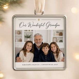 Our Wonderful Grandpa Personalised Grandchildren  Metal Tree Decoration