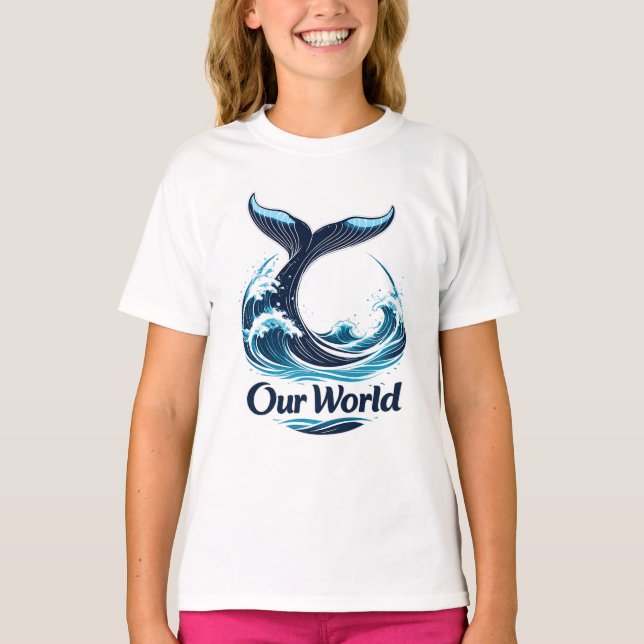 Our World Whale Tail Ocean Conservation T-Shirt (Front)