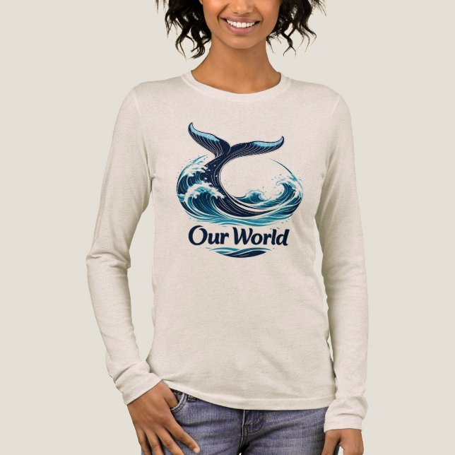 Our World Whale Tail Ocean Conservation Tri-Blend Shirt (Front)