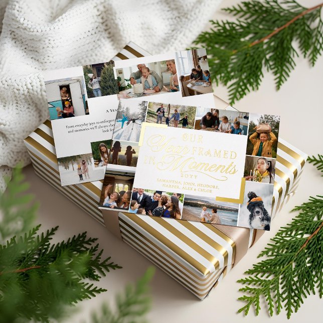 Our Year Framed in Moments Family Photos Christmas (Our Year Framed in Moments Family Photos Christmas Foil Holiday Card)