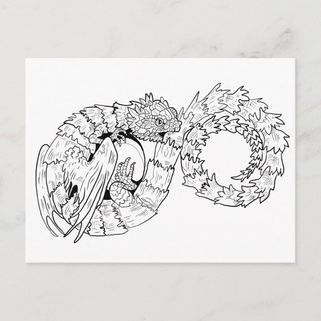 Ourboros Eternity Dragon Colouring Postcard (Front)