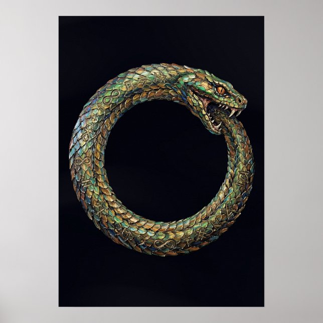 Ouroboros — Ancient Serpent Symbol Runic Poster (Front)