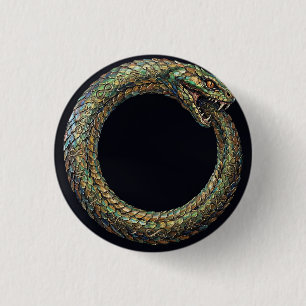 Ouroboros — Ancient Serpent Symbol Runic Poster 3 Cm Round Badge