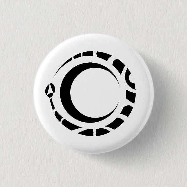 ouroboros and moon  3 cm round badge (Front)