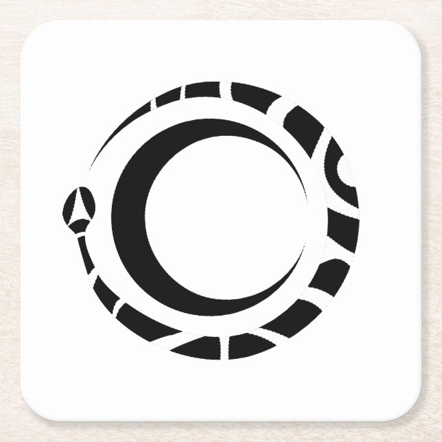 ouroboros and moon square paper coaster (Front)