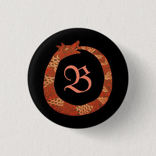 Ouroboros monogram   3 cm round badge