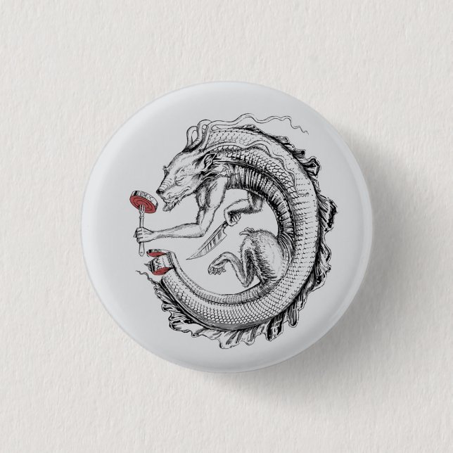 ouroboros sushi 3 cm round badge (Front)
