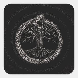 Ouroboros with Tree of Life Square Sticker