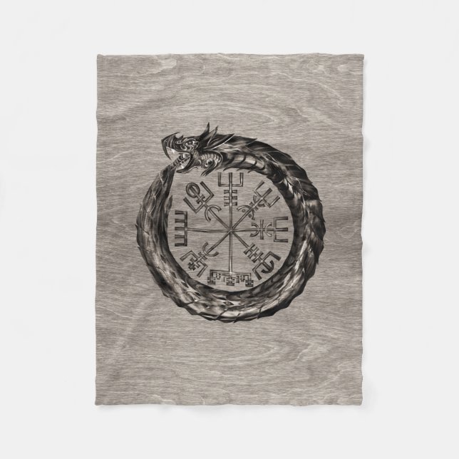 Ouroboros with Vegvisir Fleece Blanket (Front)