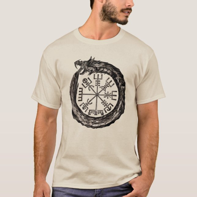 Ouroboros with Vegvisir T-Shirt (Front)