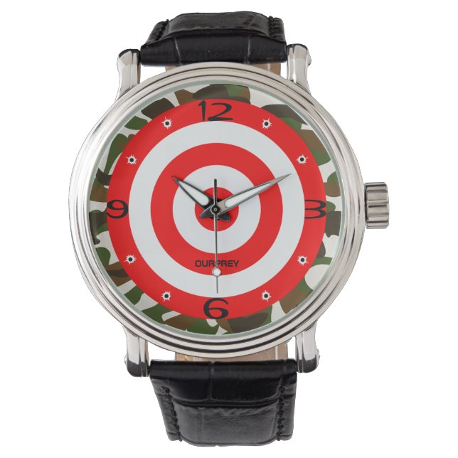 Ourprey Shooting Target Bullet Holes Camouflage  Watch (Front)