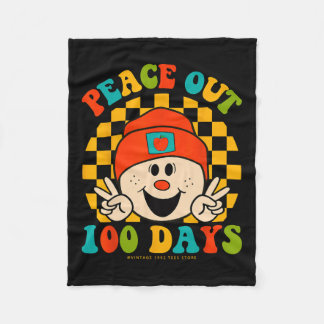 Out 100 Days Of School Teacher Student Eyes Happy  Fleece Blanket