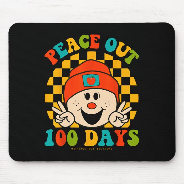 Out 100 Days Of School Teacher Student Eyes Happy  Mouse Pad (Front)