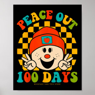 Out 100 Days Of School Teacher Student Eyes Happy Poster
