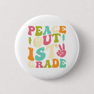 Out 1st Grade Groovy Graduation Last Day Of School 6 Cm Round Badge