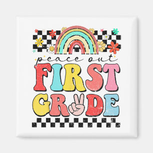 Out 1st Grade Retro Groovy Happy Last Day Of Schoo Magnet