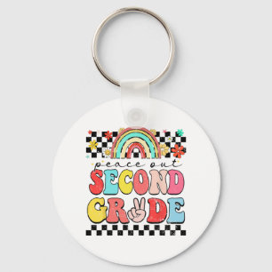 Out 2nd Grade Retro Groovy Happy Last Day Of Schoo Key Ring