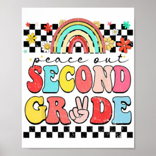 Out 2nd Grade Retro Groovy Happy Last Day Of Schoo Poster