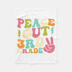Out 3rd Grade Groovy Graduation Last Day Of School Fleece Blanket