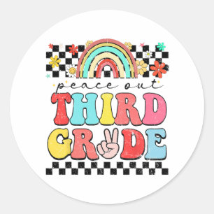Out 3rd Grade Retro Groovy Happy Last Day Of Schoo Classic Round Sticker