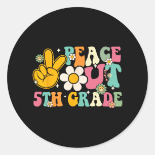 Out 5th Grade Graduation Last Day Of School Groovy Classic Round Sticker