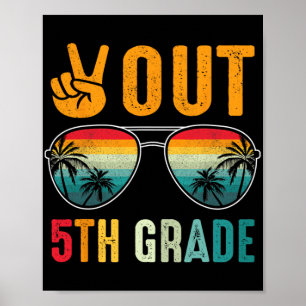 Out 5th Grade Retro Graduation Last Day Of School  Poster