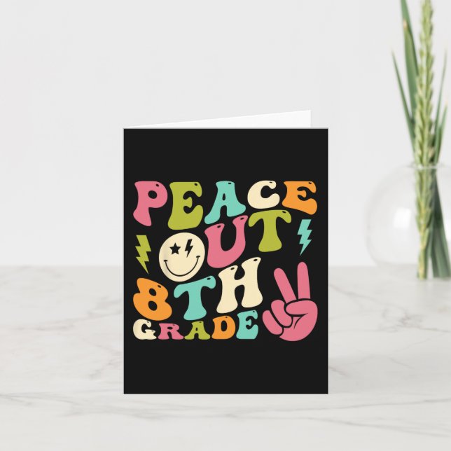 Out 8th Grade Groovy Graduation Last Day Of School Card (Front)