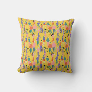 Out and About People Pattern Cushion