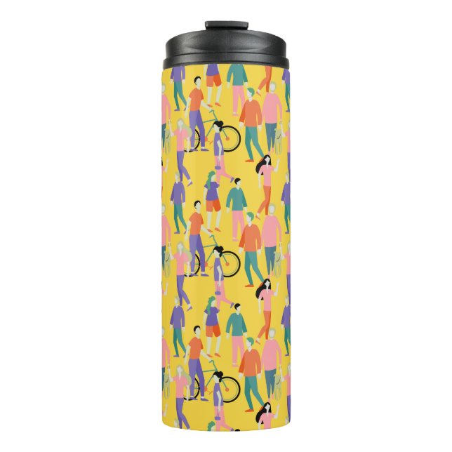 Out and About People Pattern Thermal Tumbler (Front)
