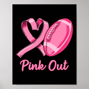 Out Breast Cancer Awareness Bleached Football Mum Poster