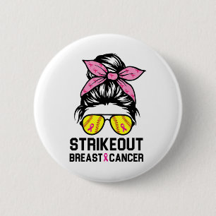 Out Breast Cancer Awareness Softball Mum Women 6 Cm Round Badge