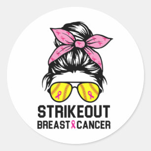 Out Breast Cancer Awareness Softball Mum Women  Classic Round Sticker