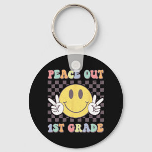Out First Grade Cute Groovy Last Day Of 1st Grade  Key Ring