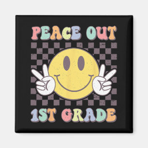 Out First Grade Cute Groovy Last Day Of 1st Grade  Magnet