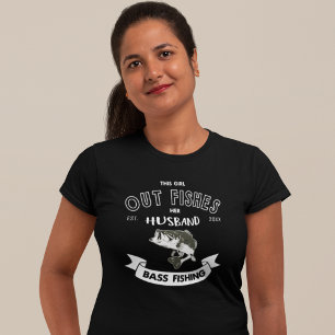 Out Fish Husband Bass Fishing Wedding Date T-Shirt