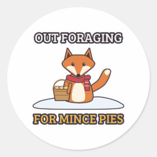 Out Foraging for Mince Pies Fox Christmas Classic Round Sticker