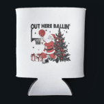 Out Here Balling Basketball Sport Xmas Christmas Can Cooler<br><div class="desc">funny Christmas basketball,  Santa dunking,  out here balling,  xmas 2025 sports,  basketball holiday shirt,  dunking Santa,  Christmas baller design,  basketball humour,  athletic xmas tee,  Santa basketball 2025</div>