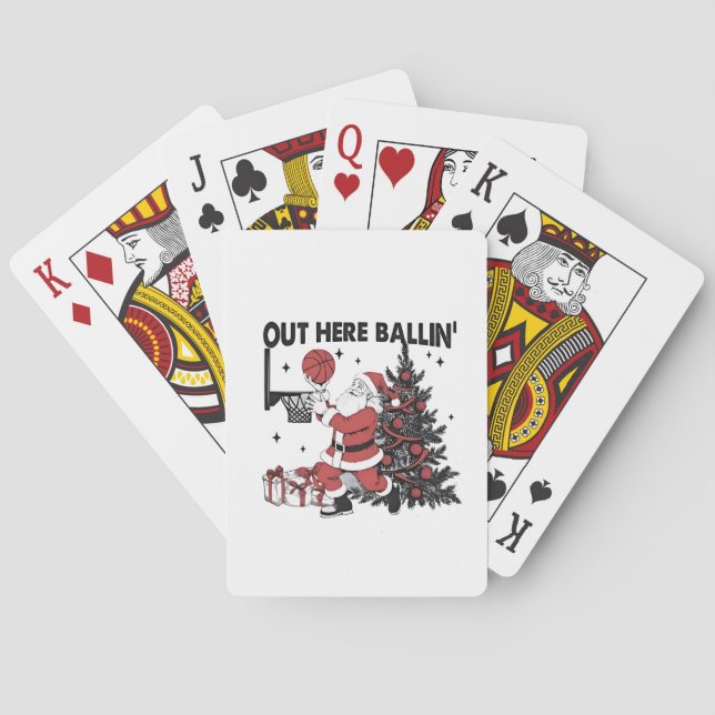 Out Here Balling Basketball Sport Xmas Christmas Playing Cards (Back)