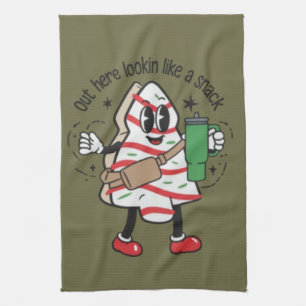 Out Here Lookin Like A Snack Christmas Tree Cake  Tea Towel