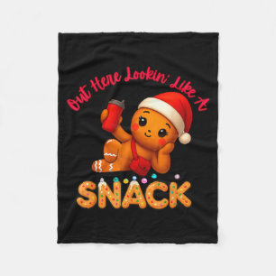 Out Here Looking Like A Snack Funny Xmas Light Gin Fleece Blanket