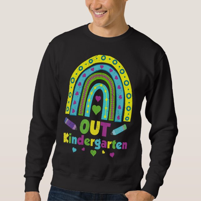 Out Kindergarten Boho Rainbow Peace School Kinder  Sweatshirt (Front)