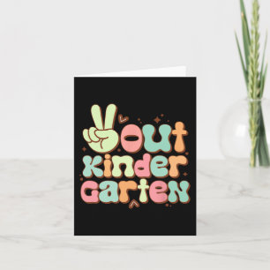 Out Kindergarten Cute Groovy Last Day Of Kindergar Card