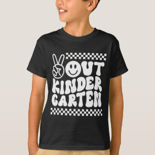 Out Kindergarten Cute Groovy Last Day Of School T-Shirt