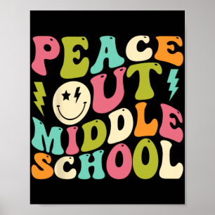 Out Middle School Groovy Graduation Last Day Of Sc Poster
