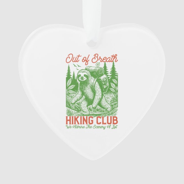 Out of Breath Funny Sloth Hiking Club Ornament (Front)