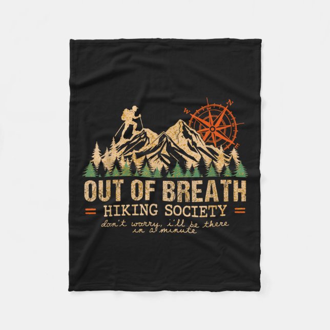 Out Of Breath Hiking Society Hiking Crew Happy Cam Fleece Blanket (Front)