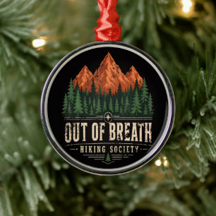 Out Of Breath Hiking Society Metal Tree Decoration