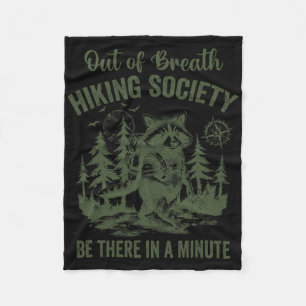 Out Of Breath Hiking Society Racoon Retro Hiking Fleece Blanket
