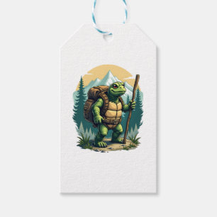 Out Of Breath Hiking Society Turtle T-Shirt Gift Tags