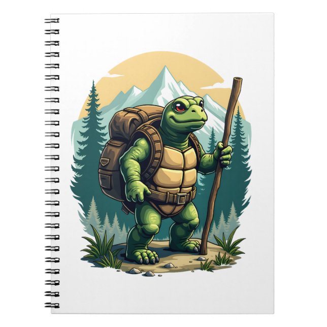 Out Of Breath Hiking Society Turtle T-Shirt Notebook (Front)